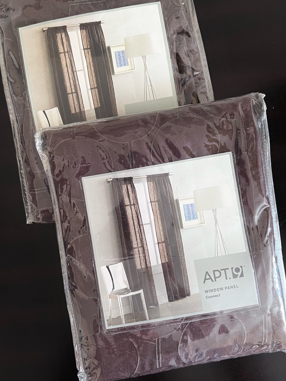 Apt. 9 "Connect" Dark Brown Semi-Sheer Window Panel Curtains (84") Pair of 2